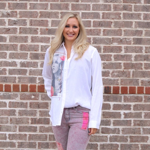 Nu Vintage - Bootcut jeans with patchwork detail in dusty Purple Sz … NWT - Picture 3 of 12